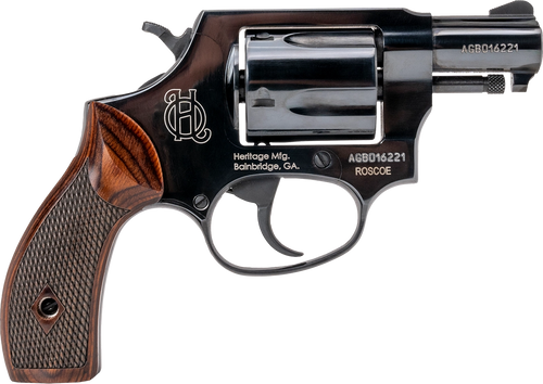 Heritage Roscoe 38 Special +P, 2″ Barrel, Black Frame, Wood Grip, 5rd