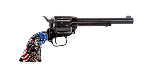 Heritage Rough Rider 22 LR, 6.5″ Barrel, Custom Red/White/Blue Skeleton Grips, 6rd