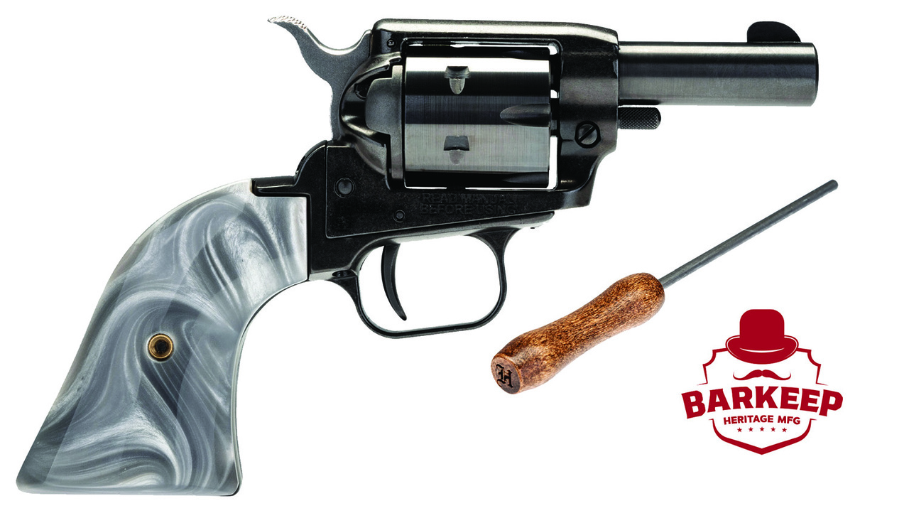 Heritage Rough Rider Barkeep, .22 LR, 2″ Barrel, Pearl Grips, Blued, 6rd