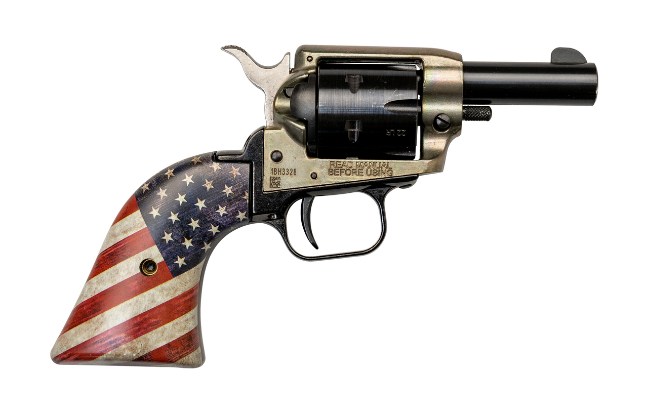 Heritage Rough Rider Barkeep .22 LR, 2″ Barrel, US Flag Grips, Simulated Case Hardened, 6rd