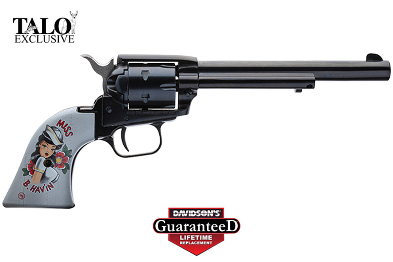 Heritage Rough Rider Miss B. Hav’in 22 LR, 6.5″ Barrel, Blue Finish, Special Grips, TALO Edition