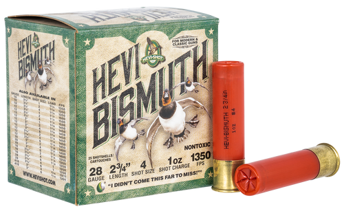 HEVI-Shot HEVI-Bismuth 28 Ga, 2.75″, 1 oz, 4 Shot, 25rd Box