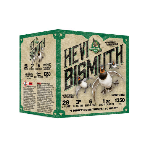 HEVI-Shot HEVI-Bismuth 28 Ga, 3″, 1 oz, 6 Shot Size, 25rd Box
