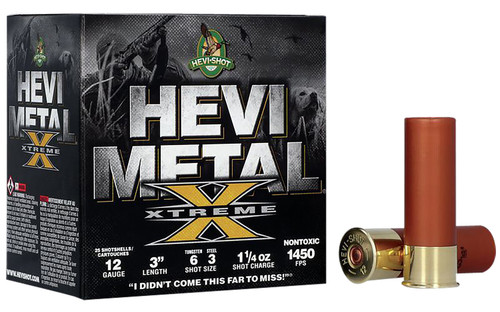HEVI-Shot Metal Xtreme 12 Ga, 3″, 1 1/4 oz, Tungsten 6, 3 Shot, 25rd Box
