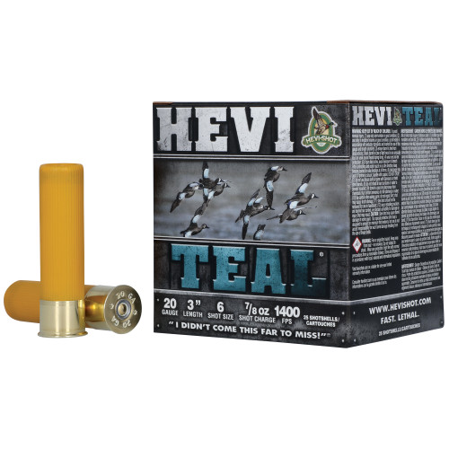 HEVI-Shot Steel Pellets, 20 Ga, 3″, 7/8 oz, Hevi-Teal, 6 Shot, 25rd Box