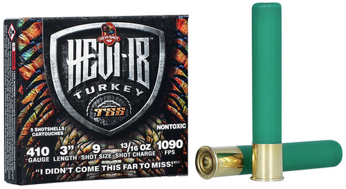 HEVI-Shot Turkey TSS 410 Ga, 3″, 13/16 oz, Tungsten, 9 Shot, 5Bx/10Cs