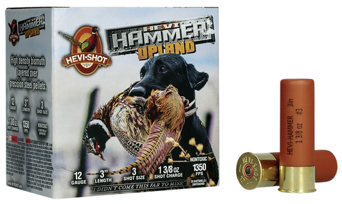 HEVI-Shot Upland 12 Ga, 3″, 1 3/8 oz, Bismuth, Hevi-Hammer, 3 Shot, 25rd Box