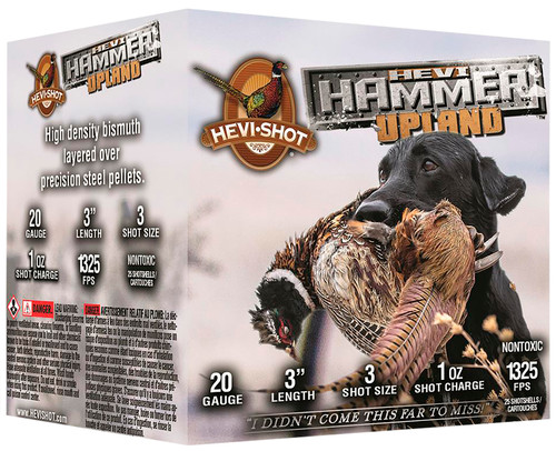 HEVI-Shot Upland 20 Ga, 3″, 1 oz, Bismuth. #3, Hevi-Hammer, 25Bx/10Cs