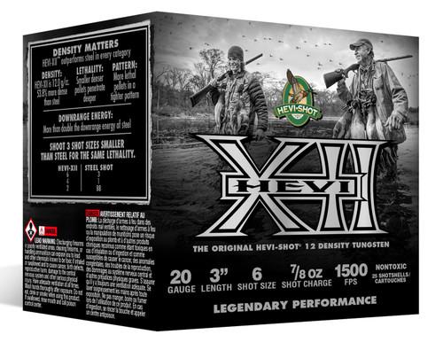HEVI-Shot Waterfowl 20 Ga, 3″, 7/8 oz, Tungsten, 6 Shot, Hevi-XII, 25Bx/10Cs
