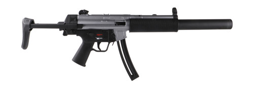HK Lipsey’s Exclusive MP5 22 LR, 16.1″ Barrel, Grey Rec, Faux Suppressor, Black Furniture, 10rd