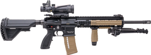 HK M27 Deployment Kit 223 Remington/5.56x45mm, 16.5″ Barrel, Black/FDE, Includes Bipod/Trijicon ACOG, 30rd