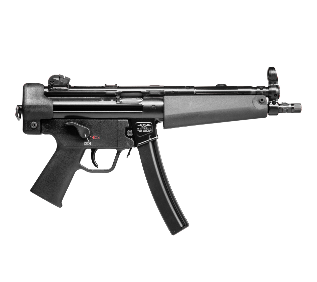 HK SP5 9mm, 8.9″ Barrel, Aluminum, Black, Threaded, Ambidextrous Safety, 2x30rd