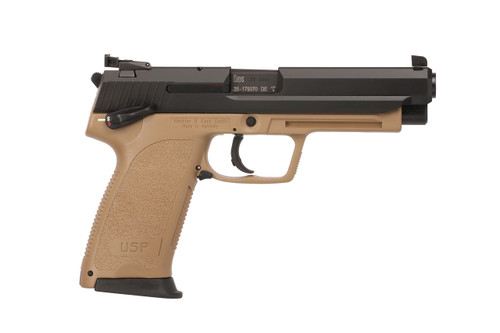HK USP Expert 45 ACP, 5.2″ Barrel, Flat Dark Earth Frame, Black Slide, 12rd