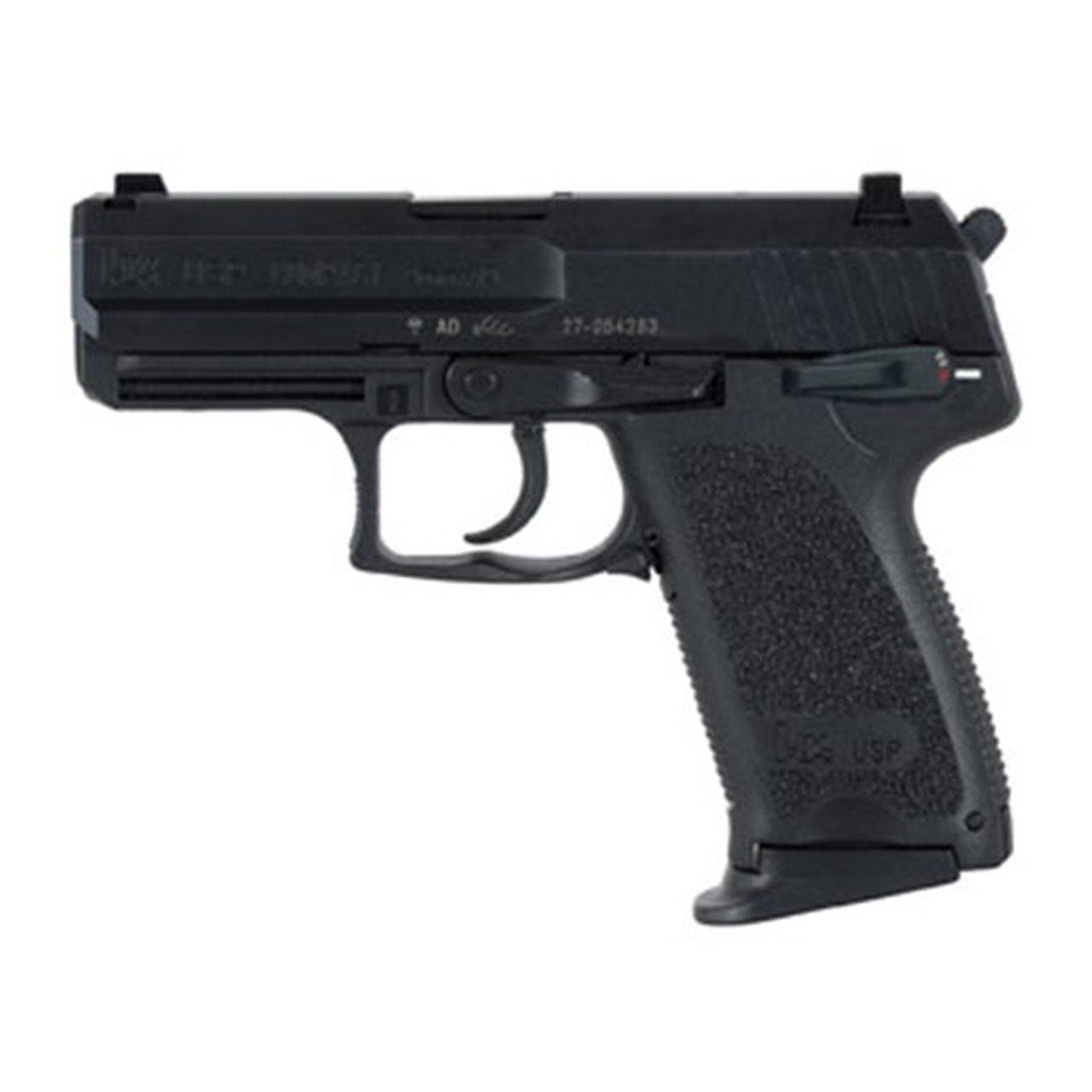 HK, USP40, V1, Double Action/Single Action, Semi-automatic, Polymer Frame Pistol, 40 S&W, 3.58″ Barrel, Black, 3 Dot Sights, Manual Thumb Safety, 10 Rounds, 2 Magazines