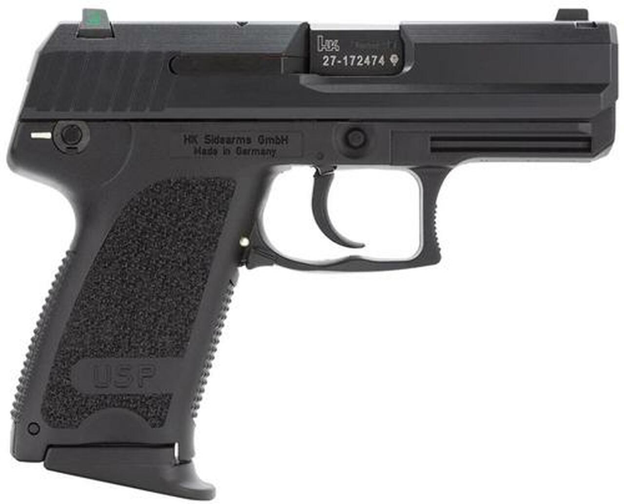 HK USP9 Compact (V1) DA/SA, safety/decocking lever on left, three 13rd magazines and night sights