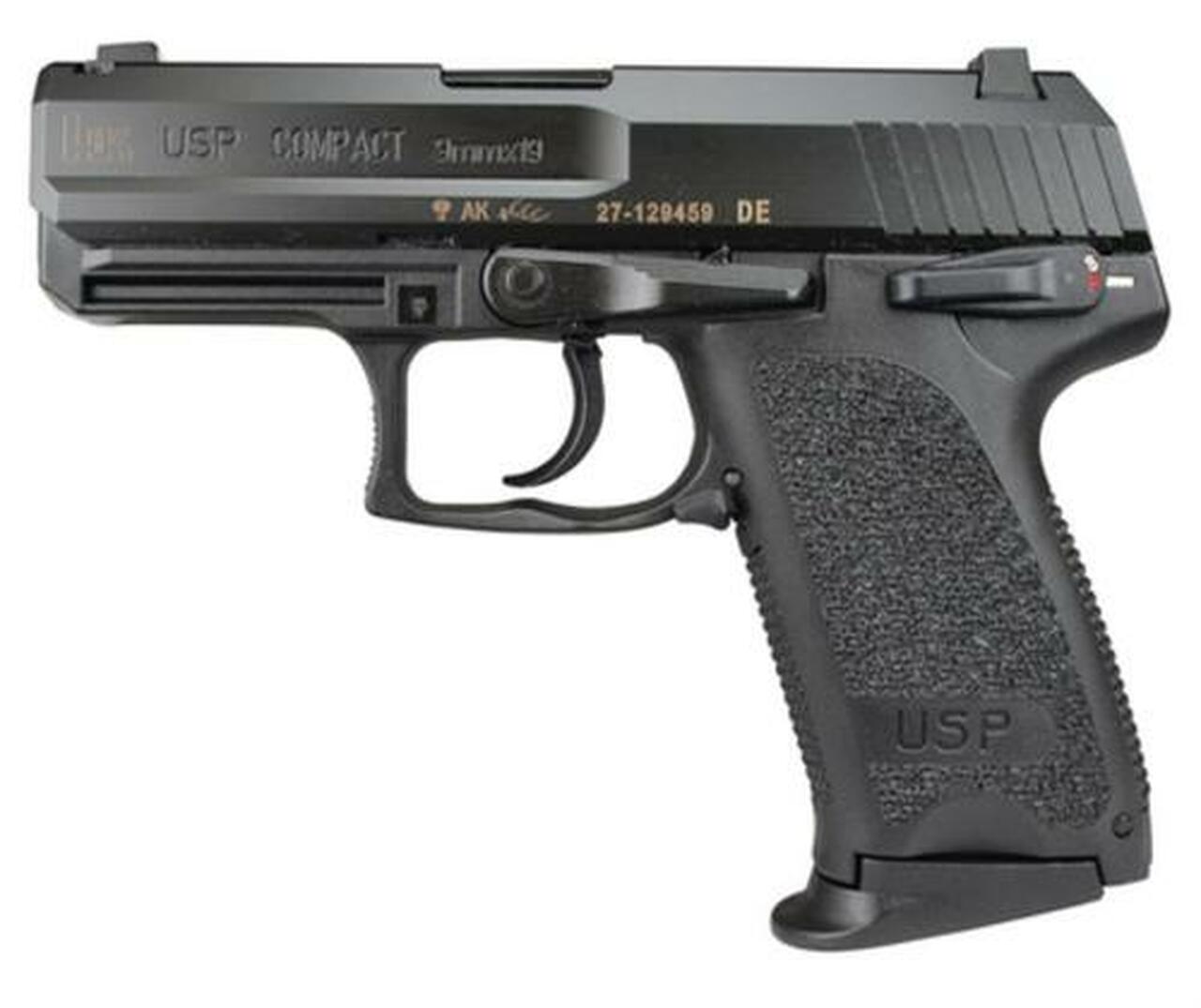 HK USP9 Compact (V1) DA/SA, safety/decocking lever on left, two 10rd magazines