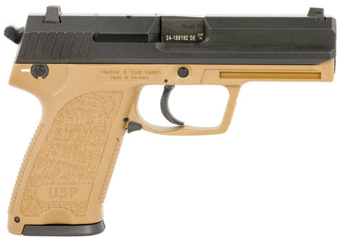 HK USP9 V1 9mm, 4.86″ Barrel, Black Slide, Flat Dark Earth Frame, 10rd