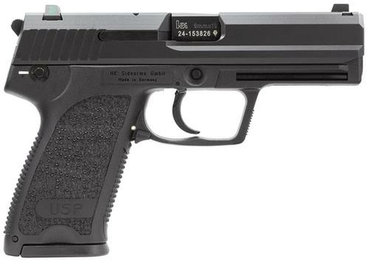 HK USP9 (V1) DA/SA, safety/decocking lever on left, three 15rd magazines and night sights