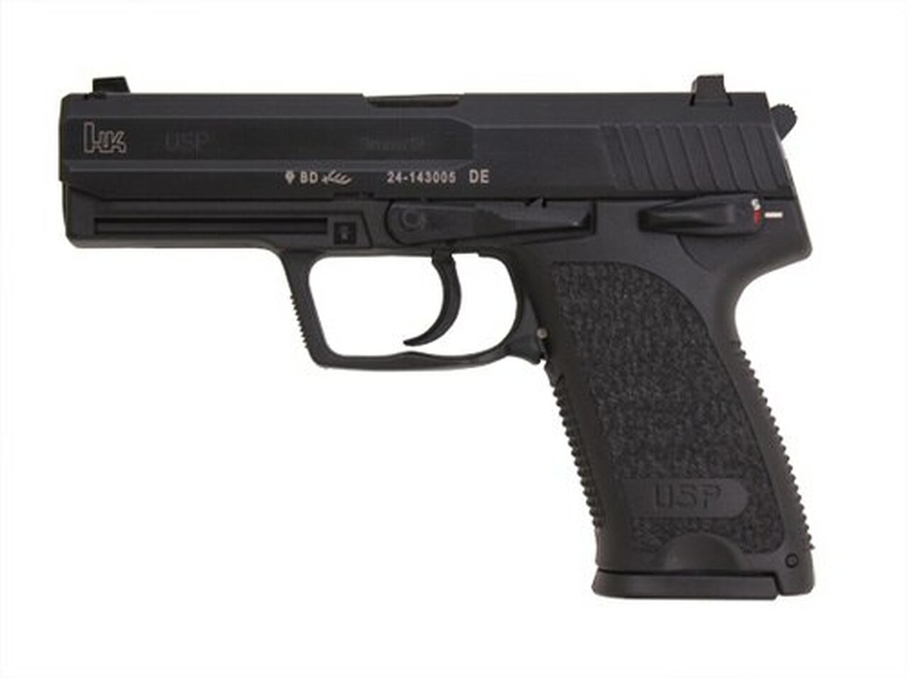 HK USP9 (V1) DA/SA, safety/decocking lever on left, two 15rd magazines