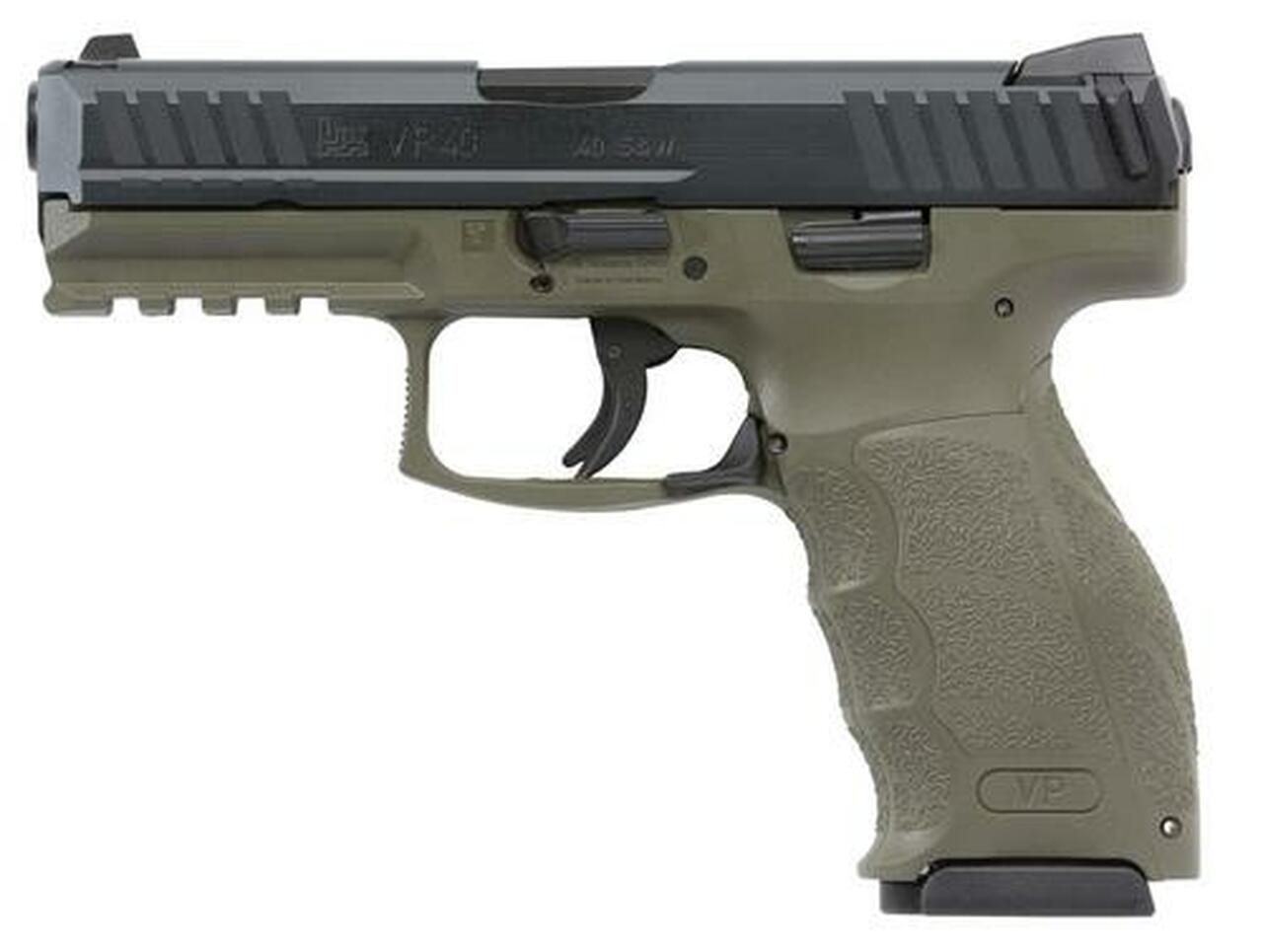 HK VP40, .40 S&W, 4.09″, 10rd, 3-Dot Sights, OD Green Frame
