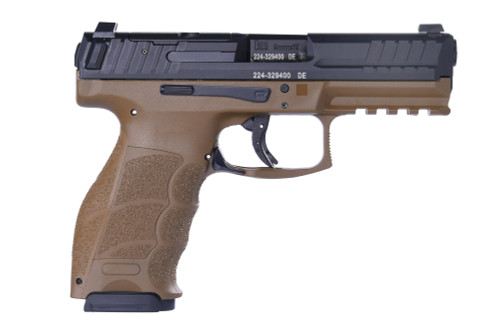 HK VP9 9mm, 4.1″ Barrel, Dark Earth, Black Slide, Optic Ready, 10rd