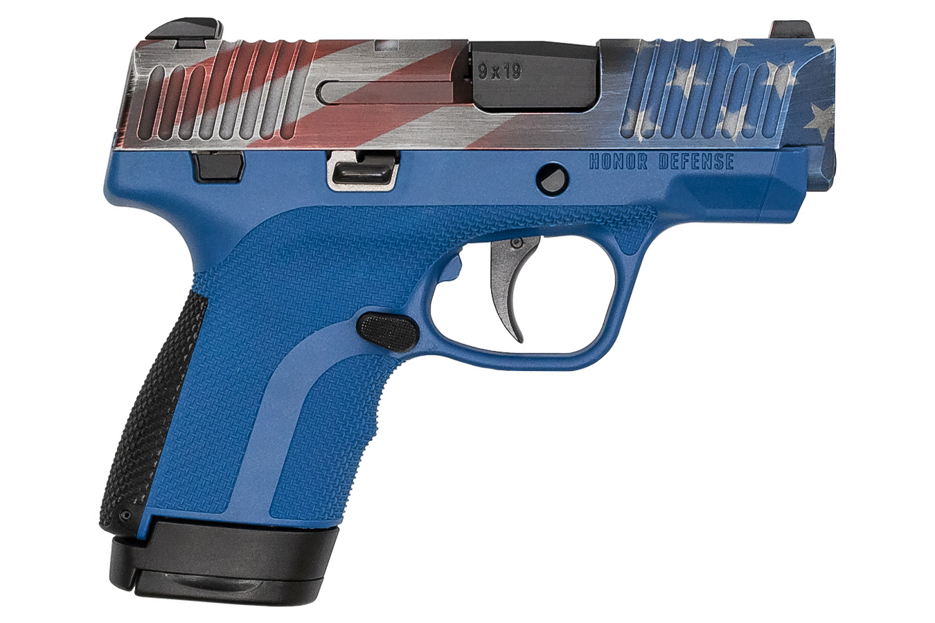 Honor Guard 9mm Sub-Compact Pistol with Blue Frame and USA Cerakote Slide