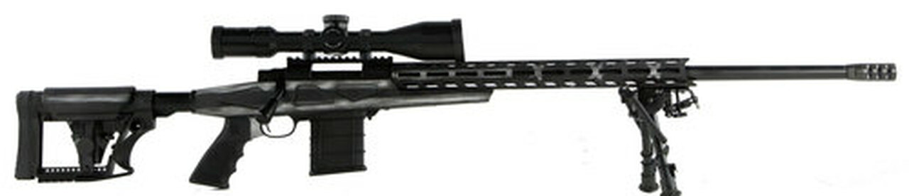 Howa 1500, Bolt Action Rifle, 308 Winchester, 24″ Heavy Threaded Barrel, Black, Gray & White American Flag Finish, Polymer Stock, Right Hand, Bipod, 10rd Mag, 4X16-50 Scope Included