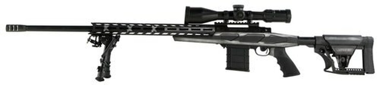 Howa 1500, Bolt Action Rifle, 308 Winchester, 24″ Heavy Threaded Barrel, Black, Gray & White American Flag Finish, Polymer Stock, Right Hand, Bipod, 10rd Mag, 4X16-50 Scope Included