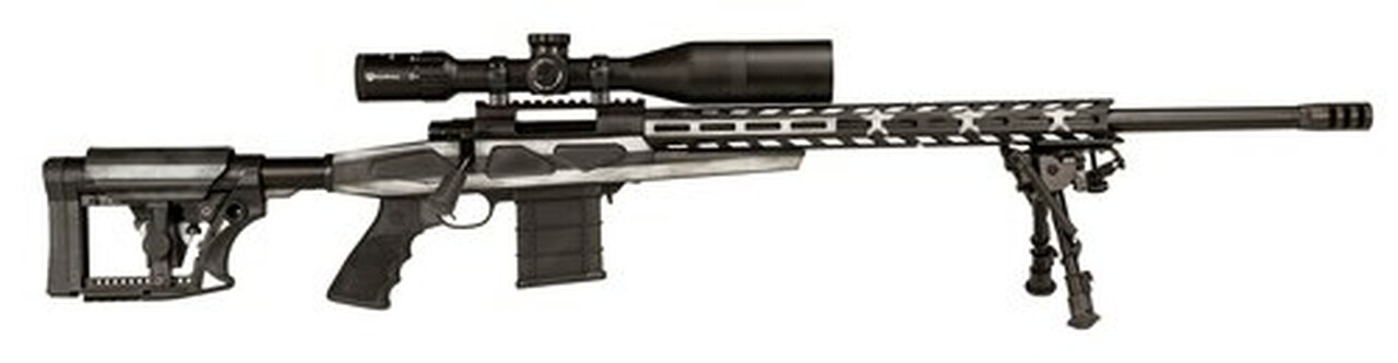 Howa APC .223 Rem Scope Combo, 20″ #6 Threaded Barrel, 4-16x50mm Nikko Stirling Scope, Mag Kit, Hogue Grip, LUTH-AR MBA-4 Stock, Grayscale Flag, 10rd