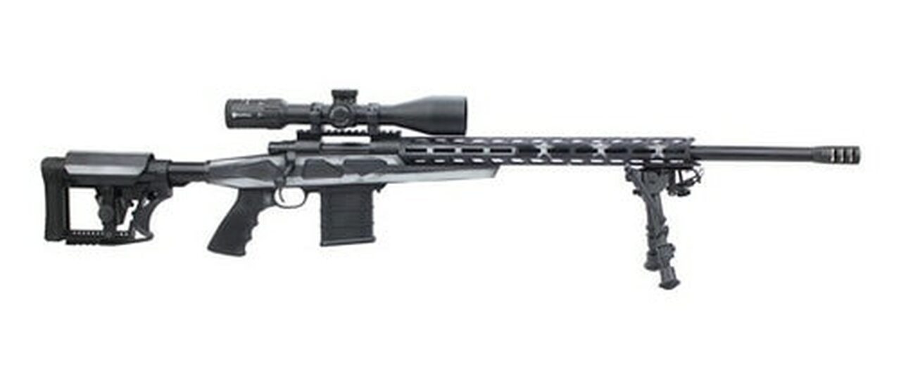 Howa HCRA Rifle & Scope Package 6.5 Creedmoor, 24″ Heavy Threaded Barrel, 4×16-50 Diamond Scope, Black, Gray & White American Flag, Bipod, 10rd