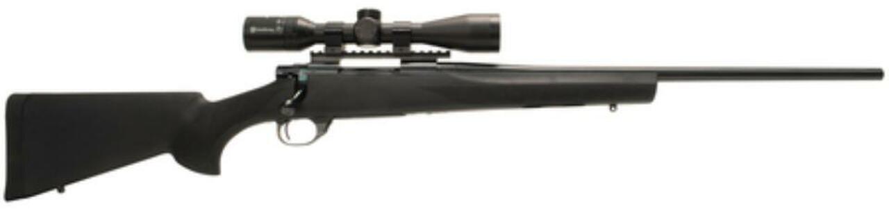 Howa/Hogue Package .270 Winchester 22″ Barrel Blue Finish Hogue Overmolded Stock Black Nikko Stirling Panamax 3-9x40mm Riflescope With Rings/Base 5rd