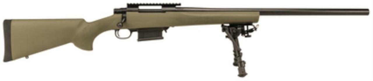Howa Hogue Rifle Package 6.5 Creedmoor 24″ Heavy Barrel Blue Finish Hogue Overmold Stock Green Finish With Mag Kit Base Bipod 5rd