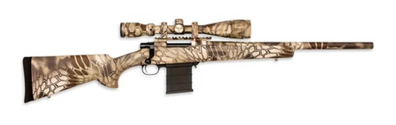 Howa Kryptek Highlander Full DIP Rifle, 6.5 Creedmoor, 20 MOA Base, Bipod 24″Threaded Barrel, Scope Package
