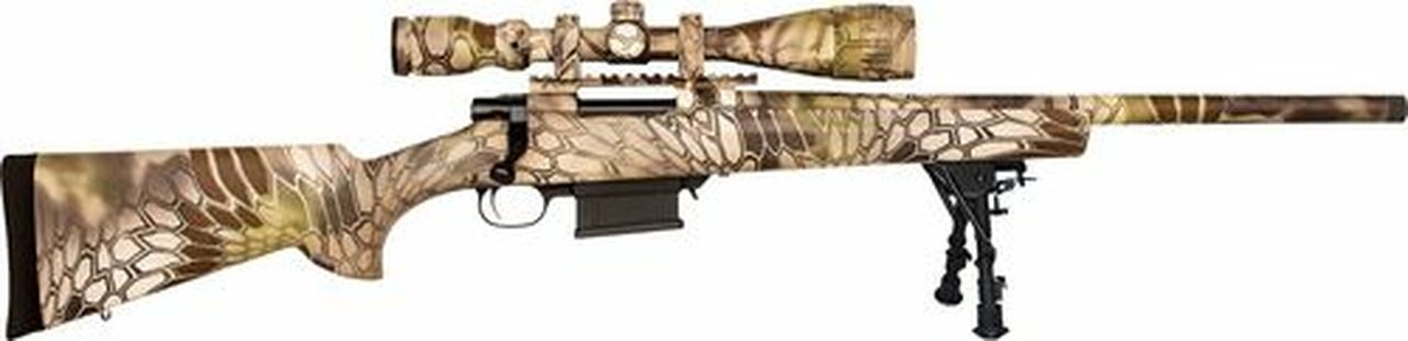 Howa Kryptek Highlander Package Full DIP 6.5 Creedmoor, 24″ Barrel, MAG Kit, 20 MOA Base, Bipod, Scope