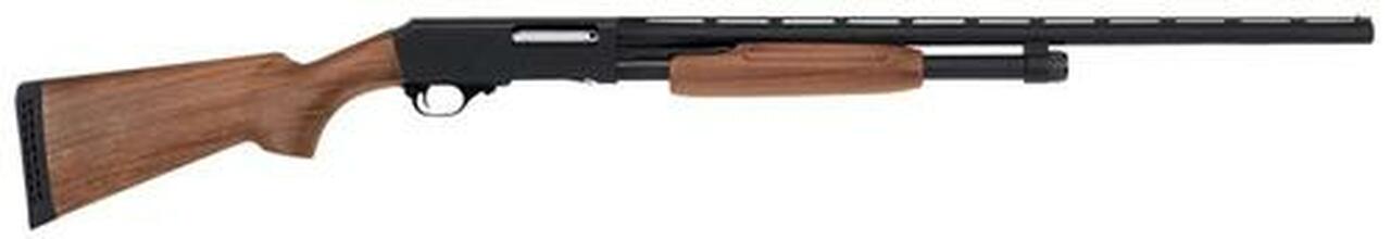 H&R Pardner Pump, 20 Ga 3″ Chamber, 26″, Black, Walnut Stock, 3Rd, Bead Sight
