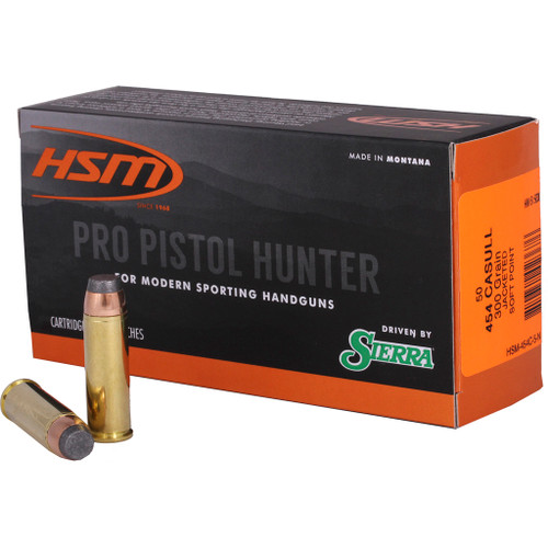 HSM Pro Pistol Hunter 454 Casull, 300gr, Jacketed Soft Point, 50rd Box