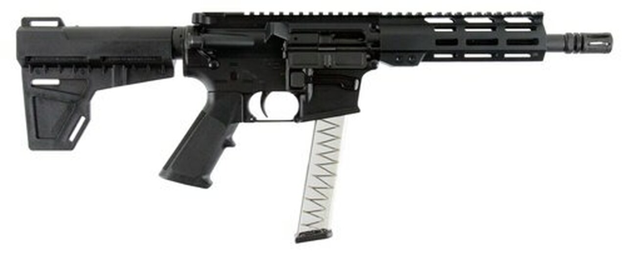 I.O. M215 ML-7, 9mm, 7.5″ Barrel, 30rd, KAK Brace, Black