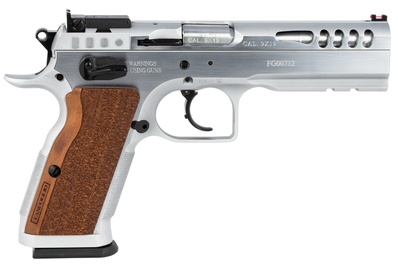 IFG Defiant Stock Master Large 9mm, 4.75″ Barrel, Chrome, Hard Wood Grip, 17rd