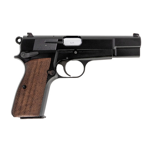 Inglis P-35 9mm, 4.7″ Barrel, Black, Checkered Wood Grip, 15rd