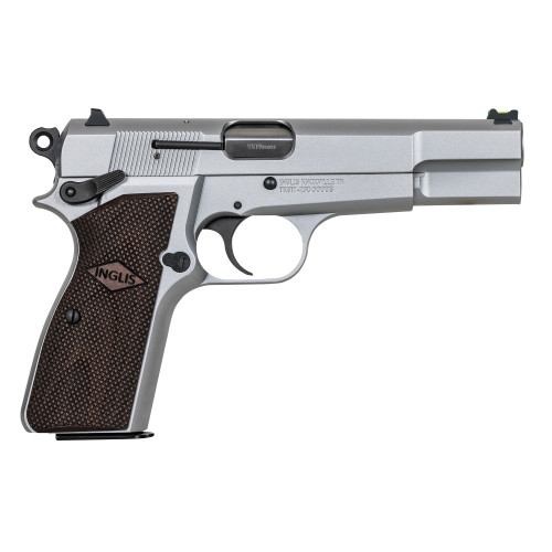 Inglis P-35 9mm, 4.7″ Barrel, Silver, Black G10 Grip, 15rd
