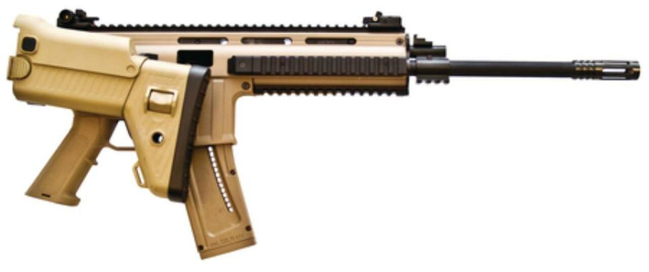 ISSC Austria MK22 SCAR Rifle, 22LR, Desert Tan, 16″ Barrel, 22 Rd Mag
