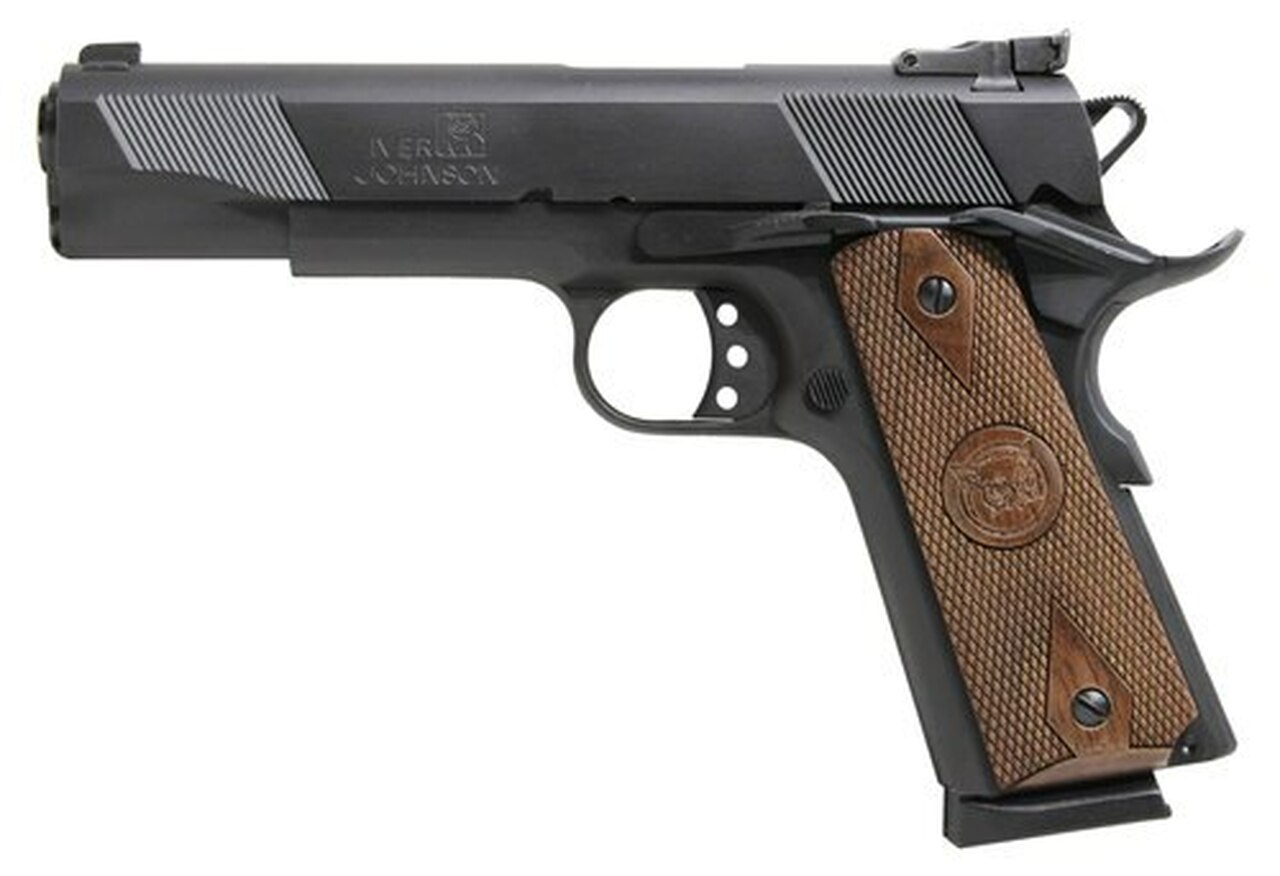 Iver Johnson 1911 Eagle, 45 ACP, 5″, 8rd, Walnut Grips, Black