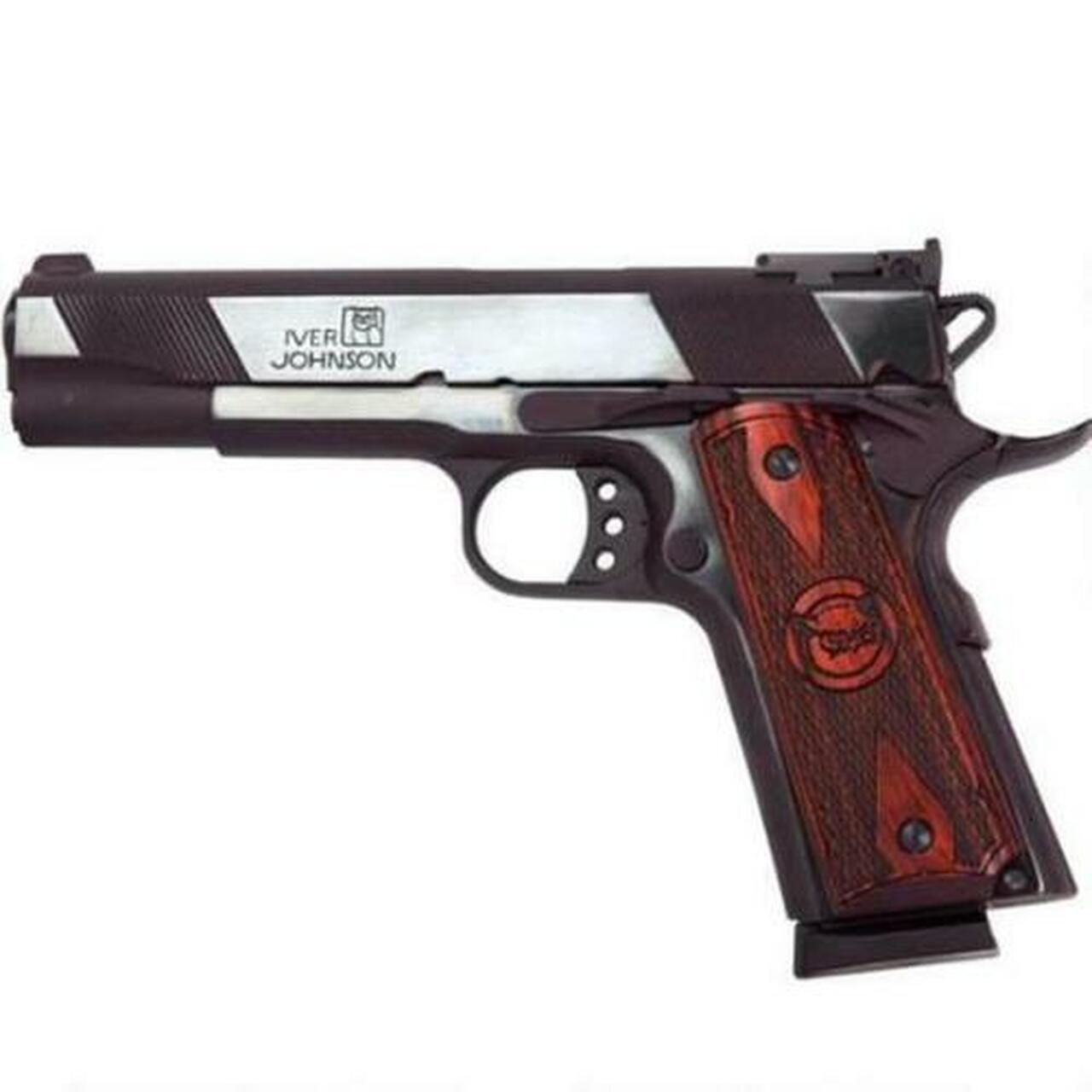 Iver Johnson Eagle 1911 A1, 45 ACP, 5″, 8rd, Polished Blue, Wood Grips