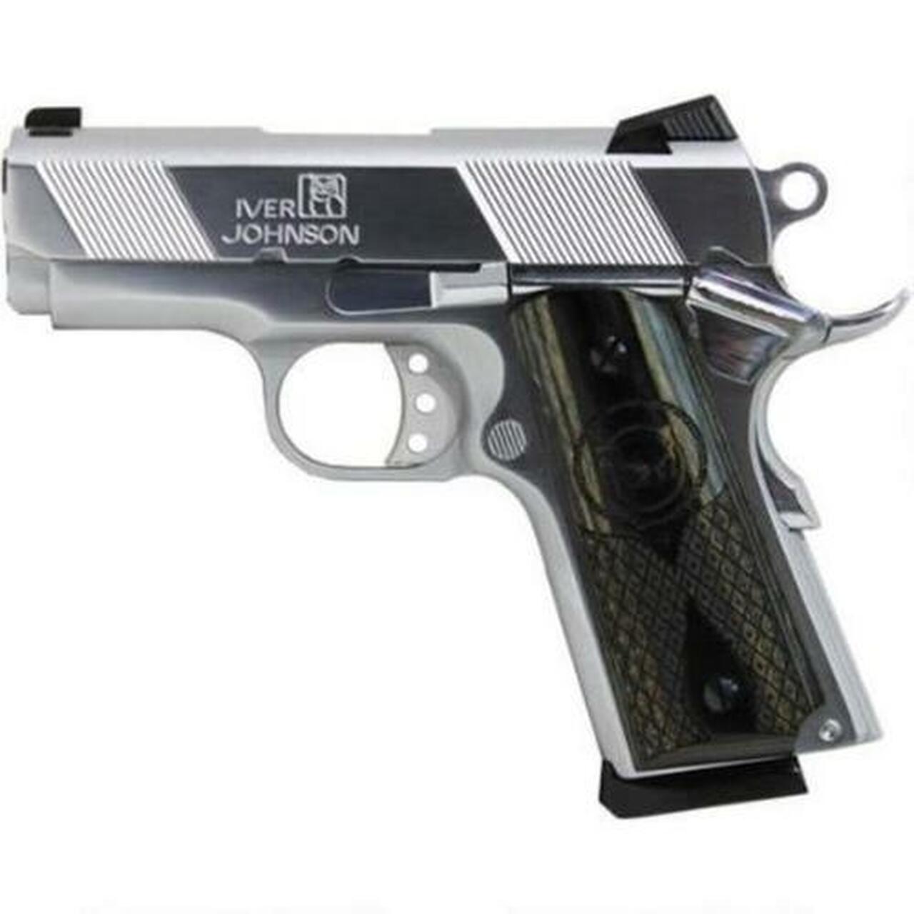 Iver Johnson Thrasher 1911, 45 ACP, 3″ Bull Barrel, Chrome Finish 7rd Mag
