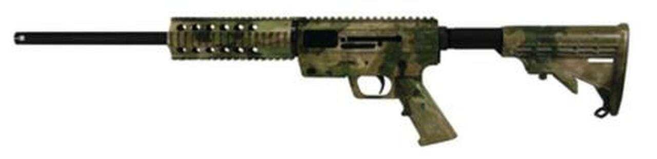 Just Right Carbine 9mm 16.25″ Threaded Barrel Collapsible M4 Stock A-Tacs FG Finish Quad Rail Forend 17rd Glock Magazine