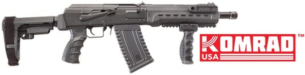 Kalashnikov Komrad AK 12 Ga, 3″, 12.5″ Barrel, Black, SBA3 Brace, CAA Pistol, Forward Grip, 5rd Mags