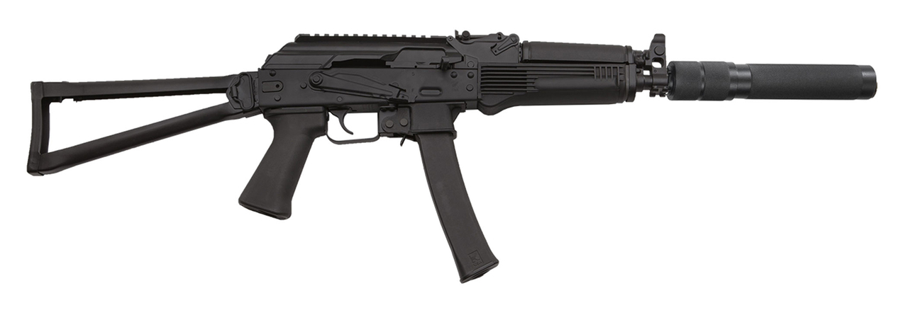 Kalashnikov KR-9S 9mm, 16″ Barrel w/Faux Suppressor, Vityaz Folder, Black, 30rd