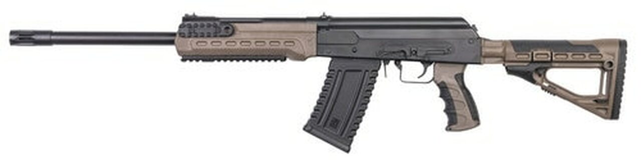 Kalashnikov USA KS-12, Semi-automatic, 12 Ga 3″ Chamber, 18″ Barrel with Muzzle Brake, Flat Dark Earth, Collapsible Stock, 1-10Rd Magazine, Handguard with Picatinny Rails