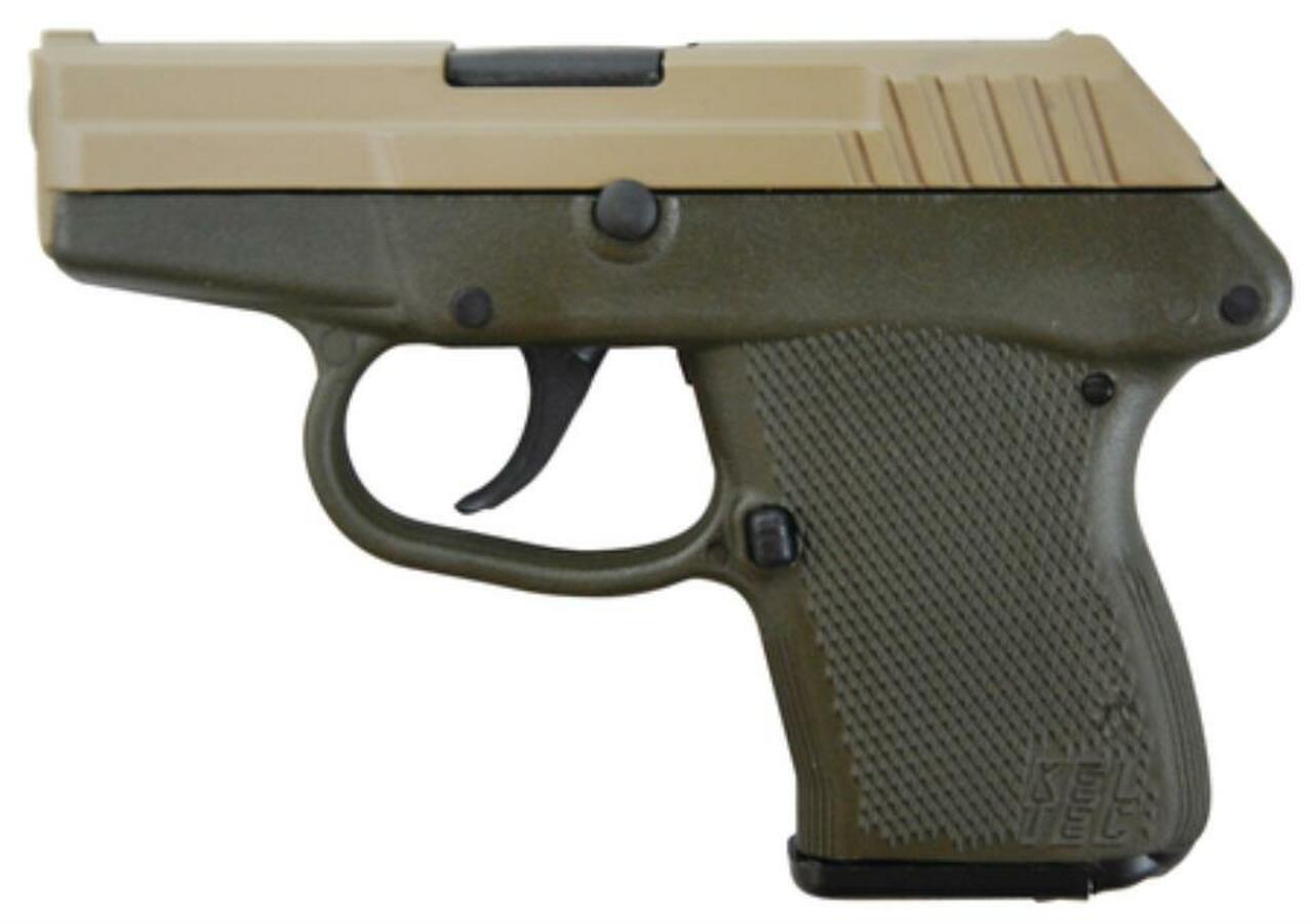 Kel-Tec P-32 .32 ACP 2.68″ Barrel Cerakote Tan Slide Cerakote Olive Drab Green Grip/Frame Double Action Only 7rd