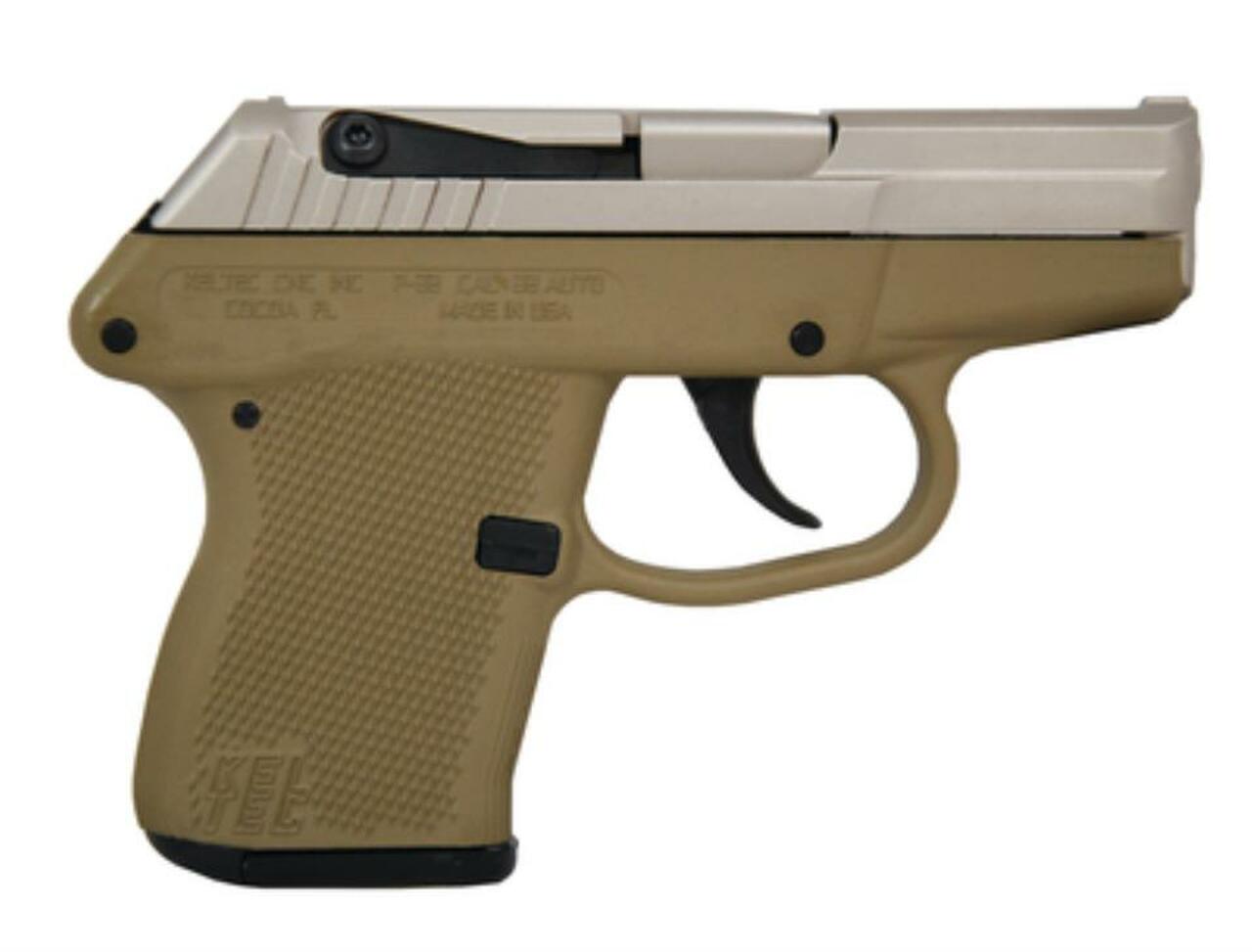 Kel-Tec P-32 .32 ACP 2.68″ Barrel Nickel Boron Coated Slide Tan Grip/Frame Double Action Only 7rd